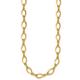 14K Gold Fancy Link Necklace with Polished Twisted Design